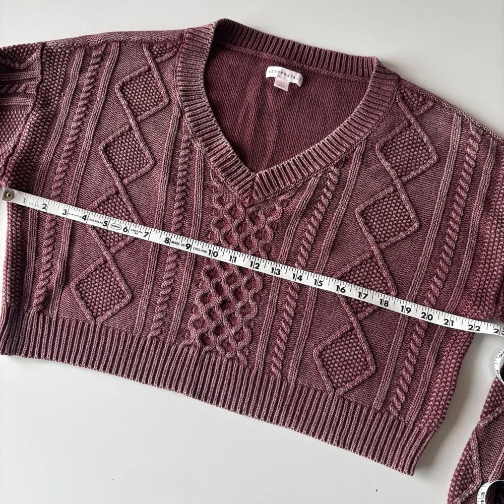 Aeropostale Cropped Cable Knit Sweater, Size L - Picture 6 of 8
